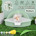 Corner Rabbit Litter Tray with Grid and High Back - Blue - view 2