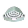 Corner Rabbit Litter Tray with Grid and High Back - Green