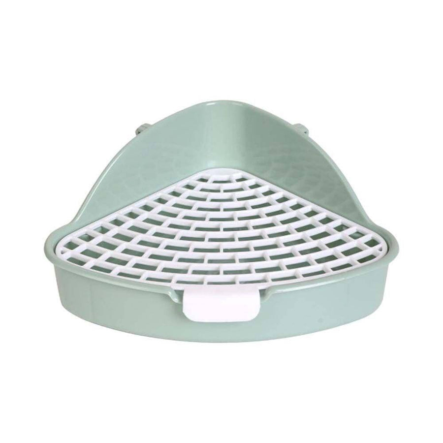 Corner Rabbit Litter Tray with Grid and High Back - Green