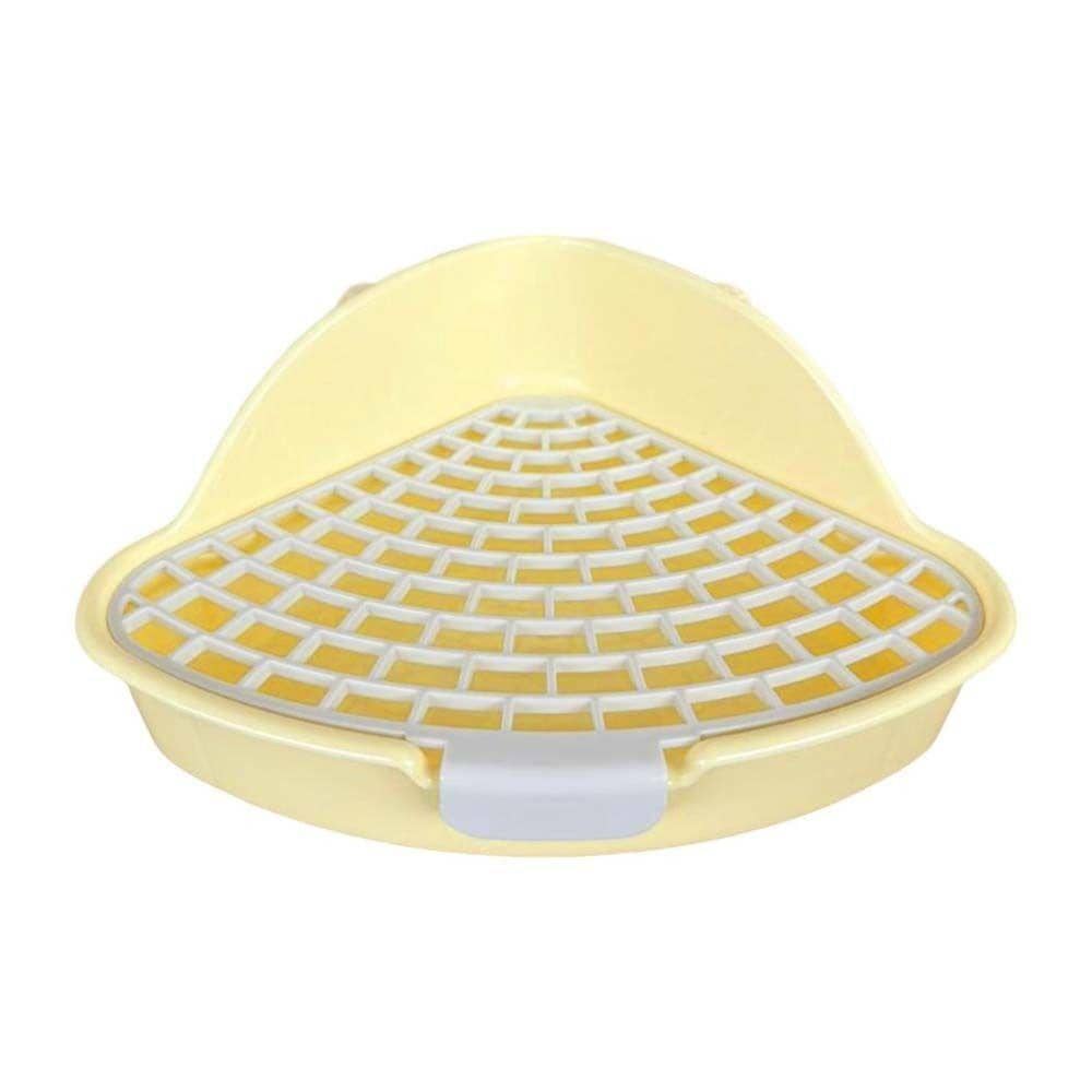 Corner Rabbit Litter Tray with Grid and High Back - Yellow