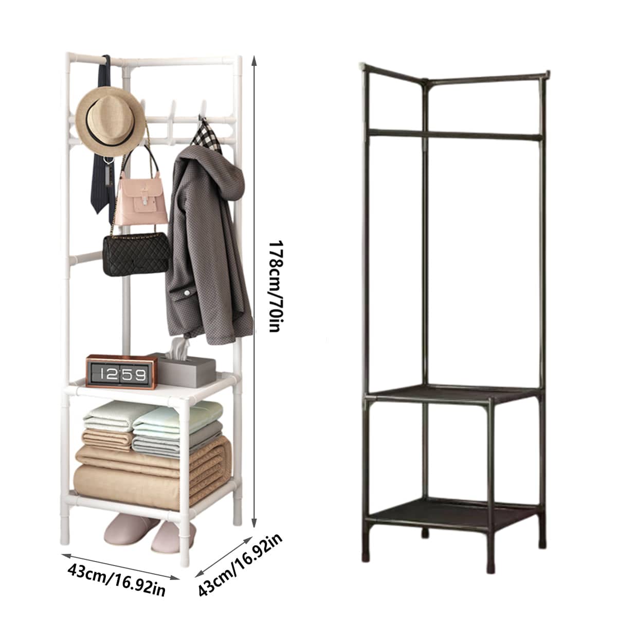 Corner Storage Rack for Hats, Bags and Coats - Black - view 4