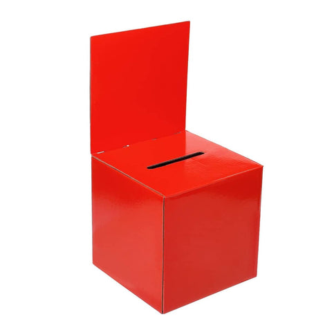 Corrugated Cardboard Ballot Box with Slot, 15.2 cm Pack of 10 - Red