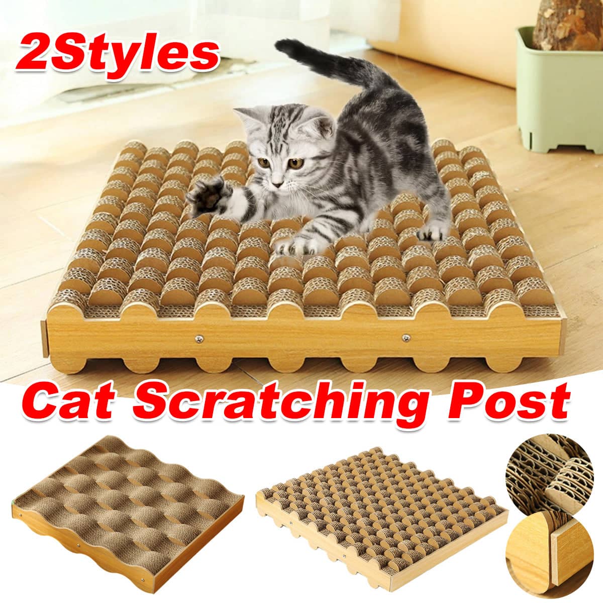 Corrugated Cat Scratching Board - Upgraded Model, Wave Surface - view 2