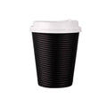 Corrugated Paper Cups with Lids, 50 Sets, 12 oz - Black