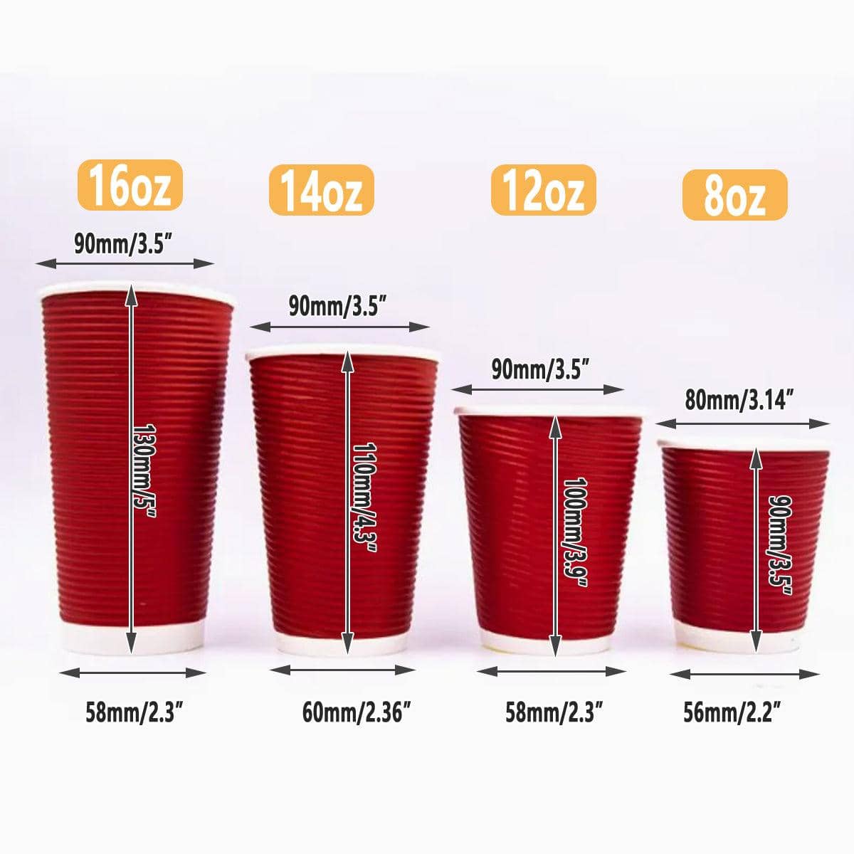 Corrugated Paper Cups with Lids, 50 Sets, 12 oz - Black - view 4