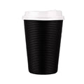 Corrugated Paper Cups with Lids, 50 Sets, 16 oz - Black