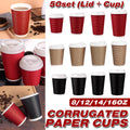 Corrugated Paper Cups with Lids, 50 Sets, 16 oz - Black - view 2
