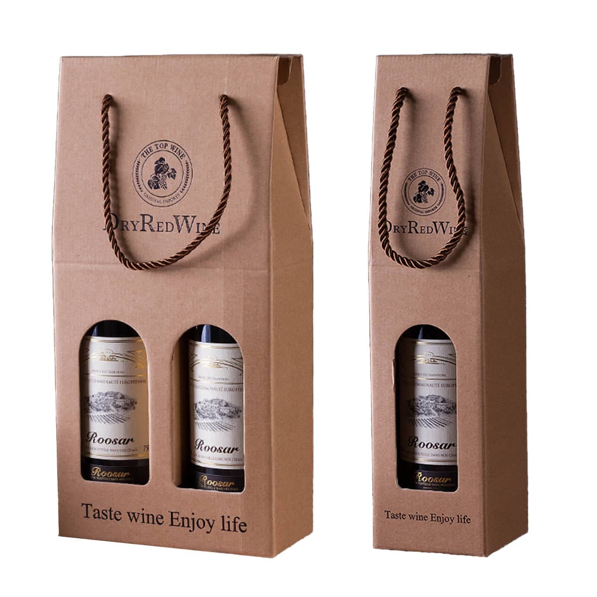Corrugated Wine Gift Box with Rope Handles - Double Bottle - view 3