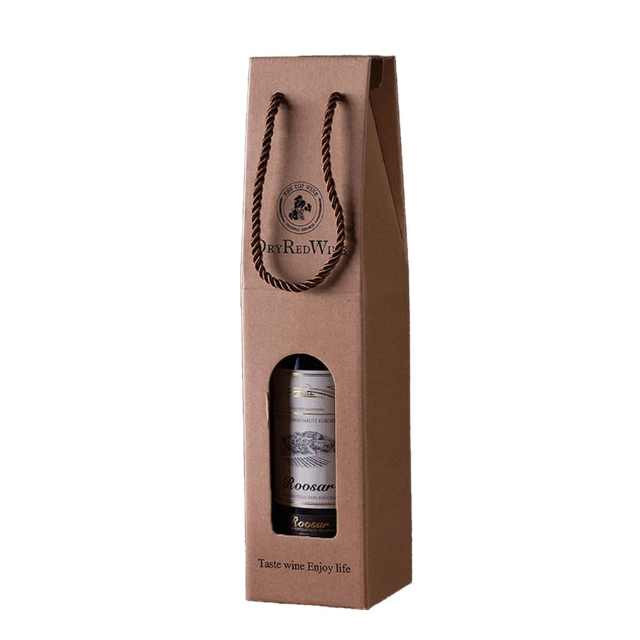Corrugated Wine Gift Box with Rope Handles - Single Bottle