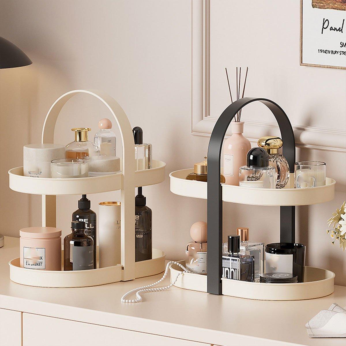 Cosmetics Organiser, Two-Tier Desktop Storage Rack - Black - view 5