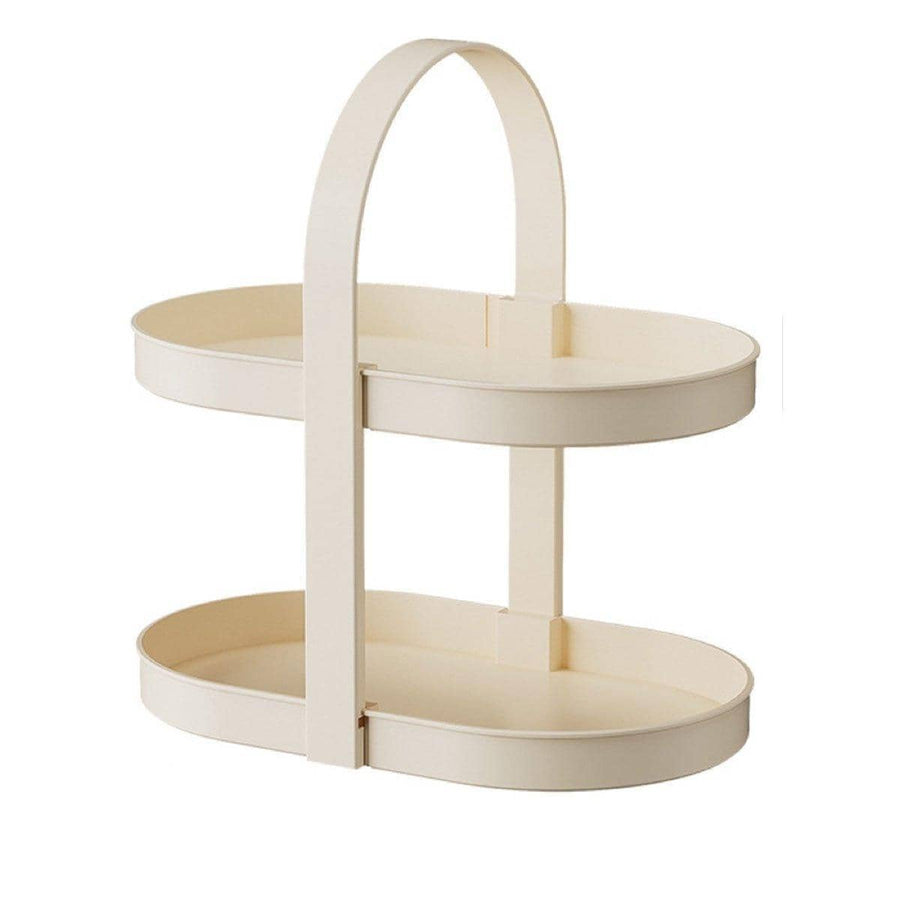 Cosmetics Organiser, Two-Tier Desktop Storage Rack - White