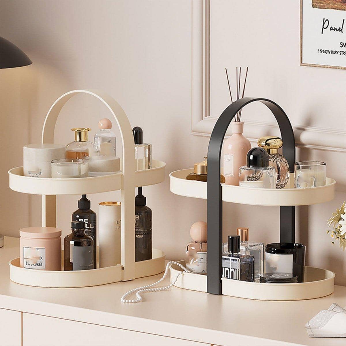 Cosmetics Organiser, Two-Tier Desktop Storage Rack - White - view 5