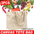 Cotton Canvas Tote Bag Set, Pack of 3, 38 x 25 x 36 cm