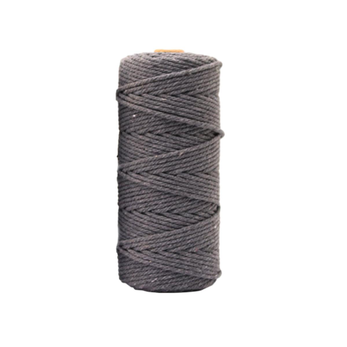 Cotton Macrame Cord 3mm, 100m Roll - Dark Grey