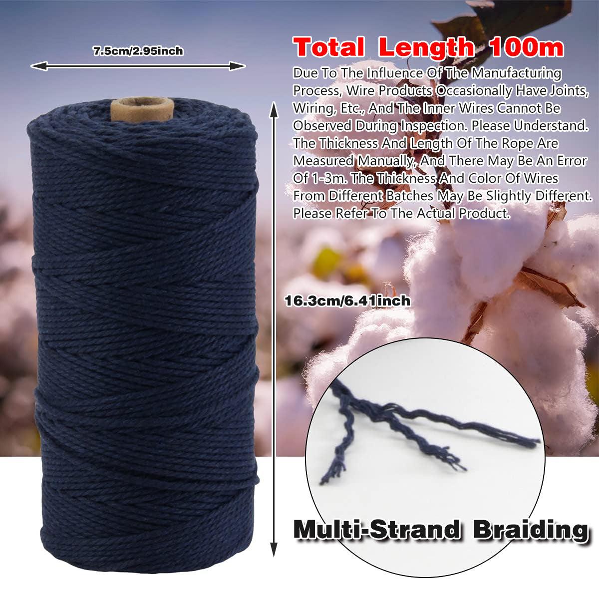 Cotton Macrame Cord 3mm, 100m Roll - Dark Grey - view 4
