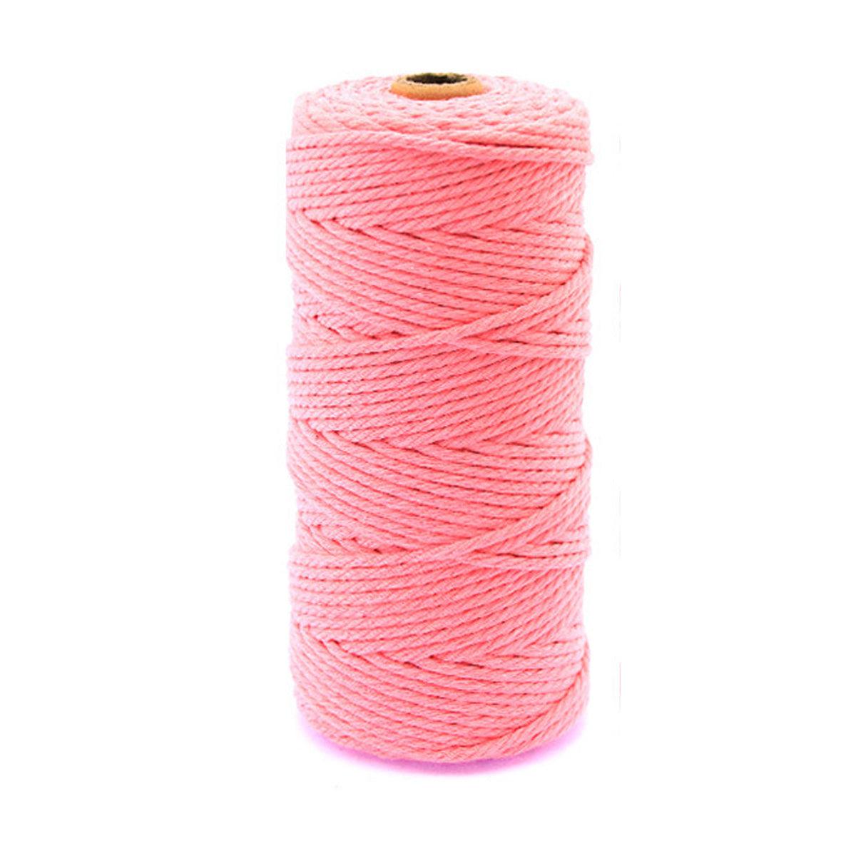 Cotton Macrame Cord 3mm, 100m Roll - Dark Pink