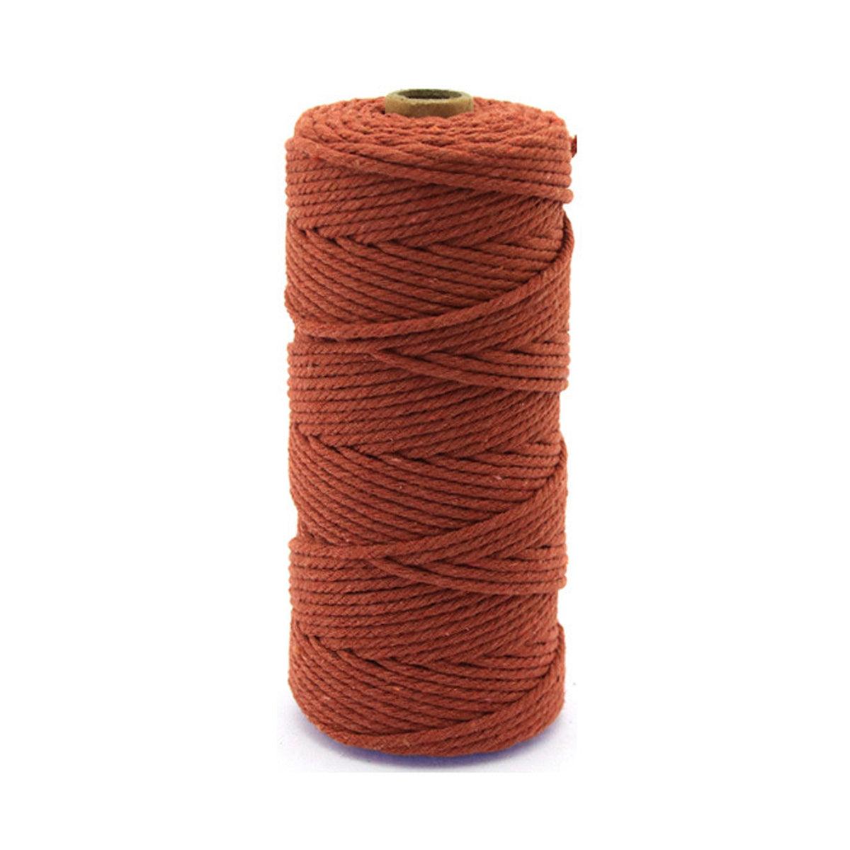Cotton Macrame Cord 3mm, 100m Roll - Rust Red
