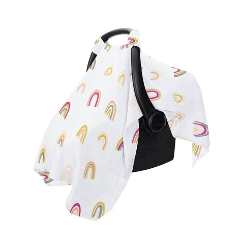 Cotton Muslin Stroller and Carrier Cover - Boho Rainbow Print