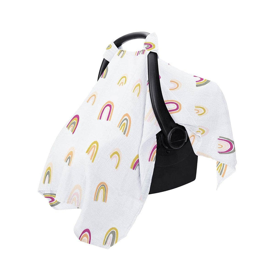 Cotton Muslin Stroller and Carrier Cover - Boho Rainbow Print