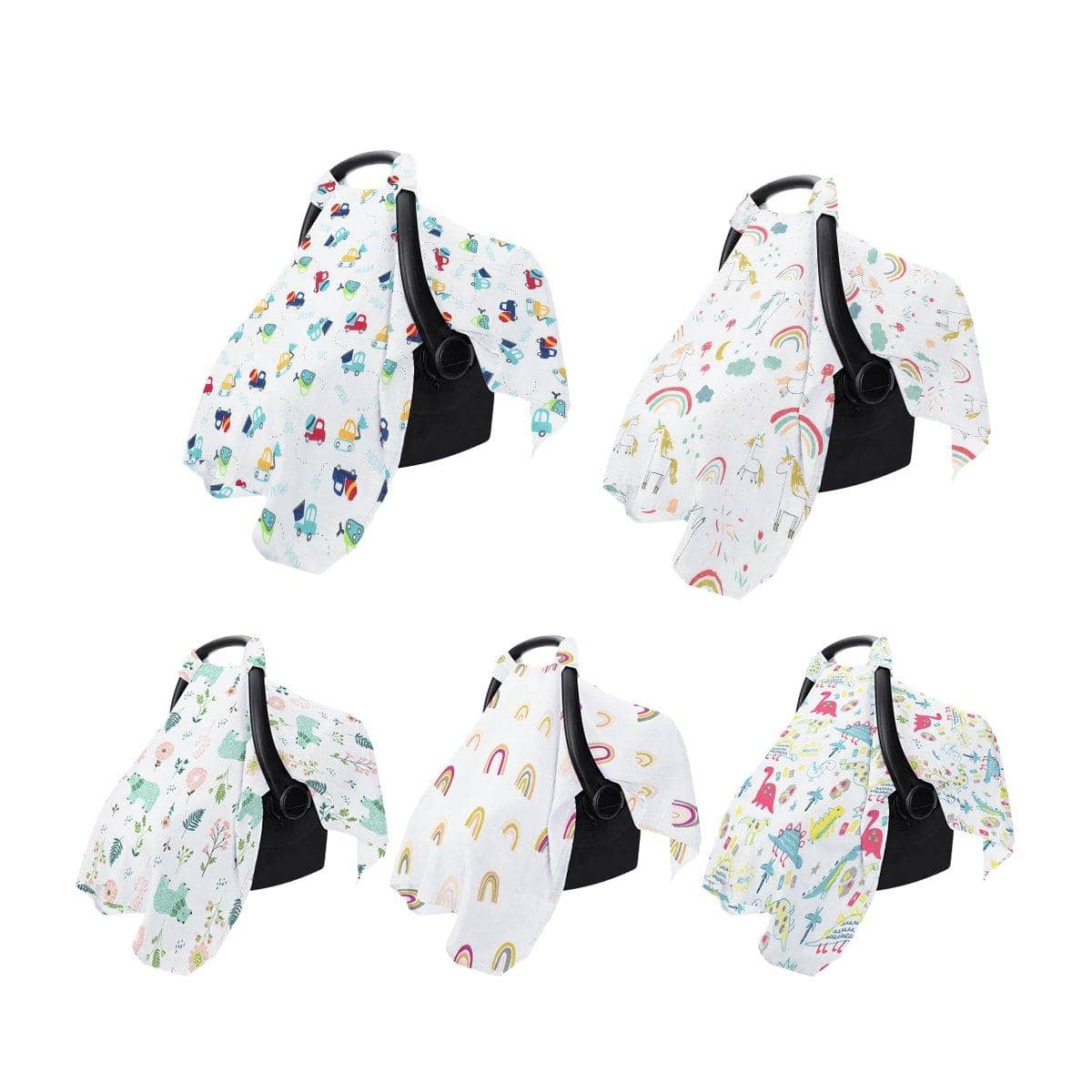 Cotton Muslin Stroller and Carrier Cover - Bright Dinosaur Print - view 3