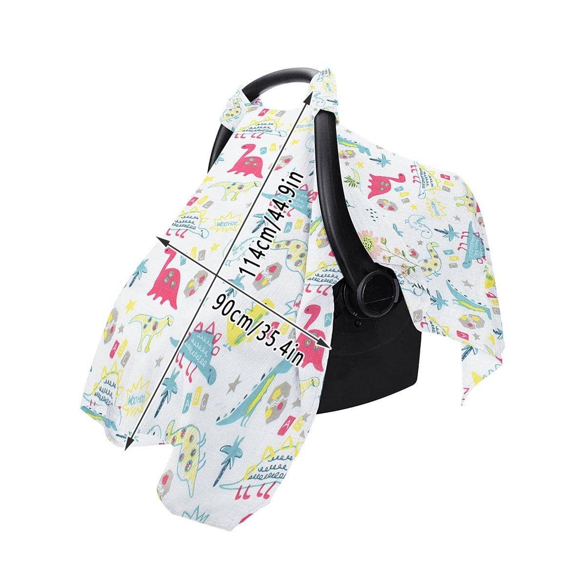 Cotton Muslin Stroller and Carrier Cover - Bright Dinosaur Print - view 4