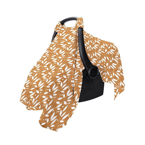 Cotton Muslin Stroller and Carrier Cover - Brown Leaf Print