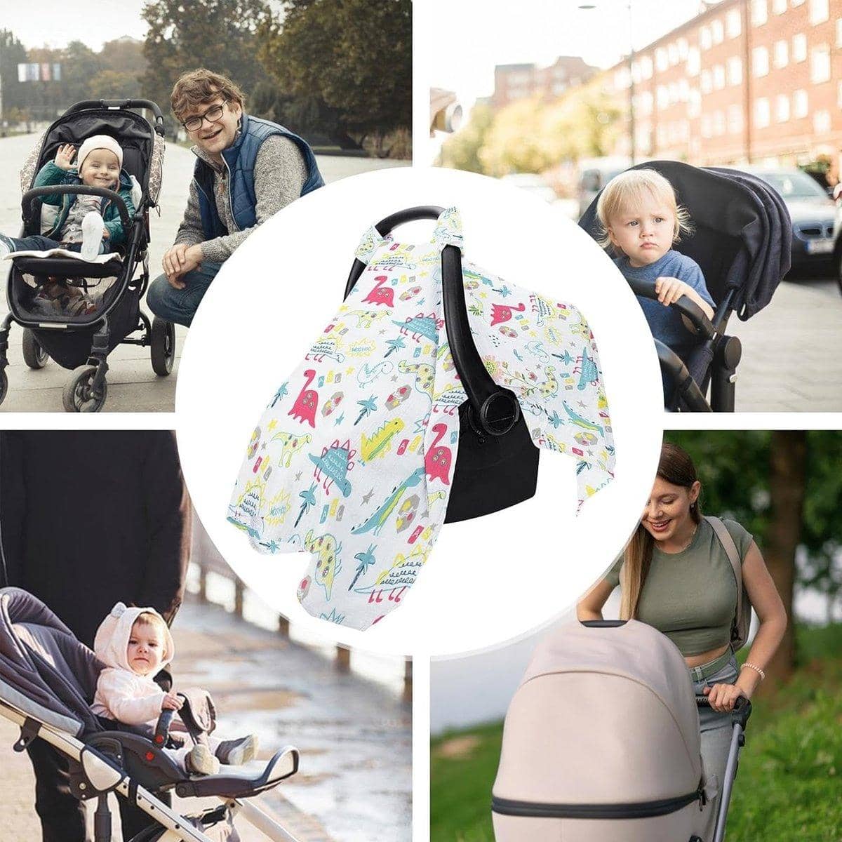 Cotton Muslin Stroller and Carrier Cover - Unicorn and Rainbow Print - view 5