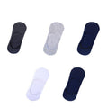 Cotton Rich No Show Liner Socks, 5 Pairs - White, Light Grey, Dark Grey and Navy