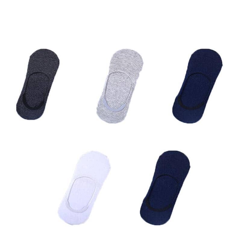 Cotton Rich No Show Liner Socks, 5 Pairs - White, Light Grey, Dark Grey and Navy