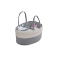 Cotton Rope Diaper Caddy Storage Basket with Handles - Grey and White