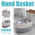 Cotton Rope Diaper Caddy Storage Basket with Handles - Grey and White - view 2