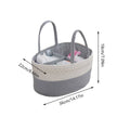 Cotton Rope Diaper Caddy Storage Basket with Handles - Grey and White - view 4