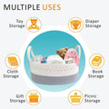 Cotton Rope Diaper Caddy Storage Basket with Handles - Grey and White - view 5