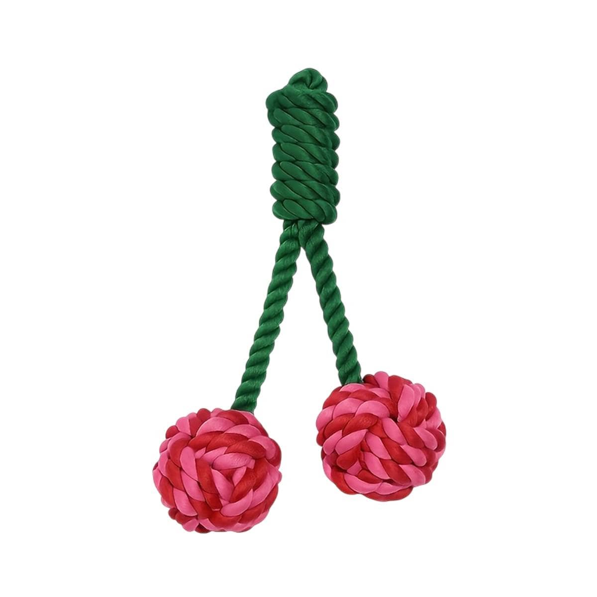 Cotton Rope Dog Toy Cherry Knot Ball Chew and Tug, Green and Red - view 2