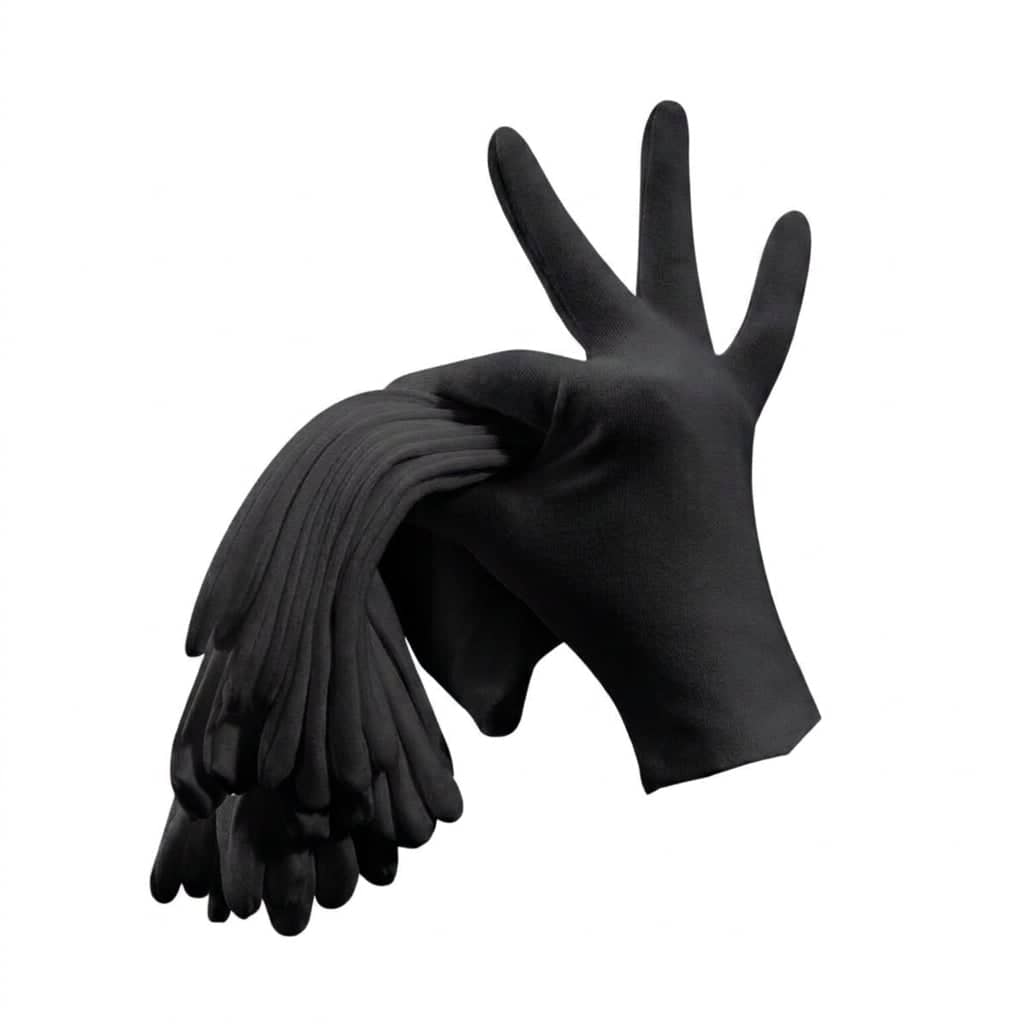 Cotton Work Gloves, Pack of 12 Pairs - Black, L (Hand Length 21-22 cm)