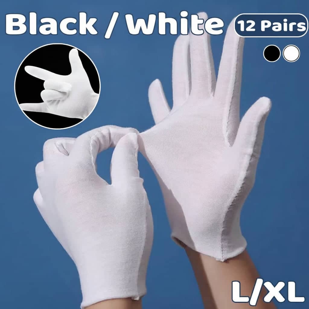 Cotton Work Gloves, Pack of 12 Pairs - Black, L (Hand Length 21-22 cm) - view 2