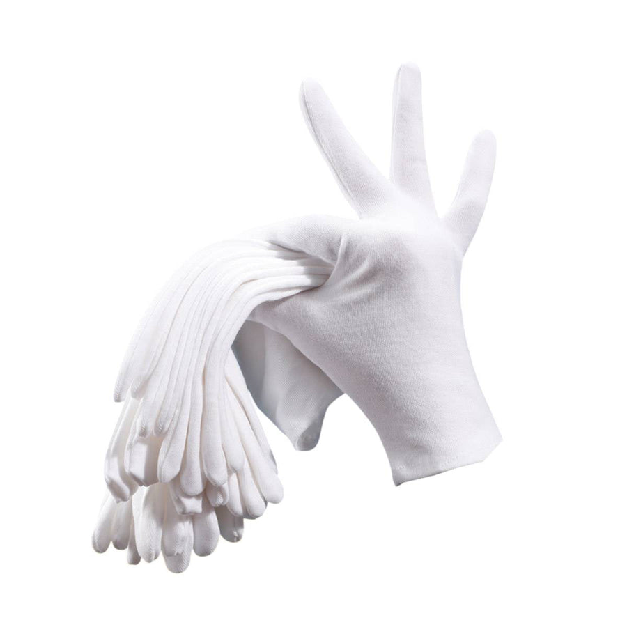 Cotton Work Gloves, Pack of 12 Pairs - White, XL (Hand Length 24-25 cm)
