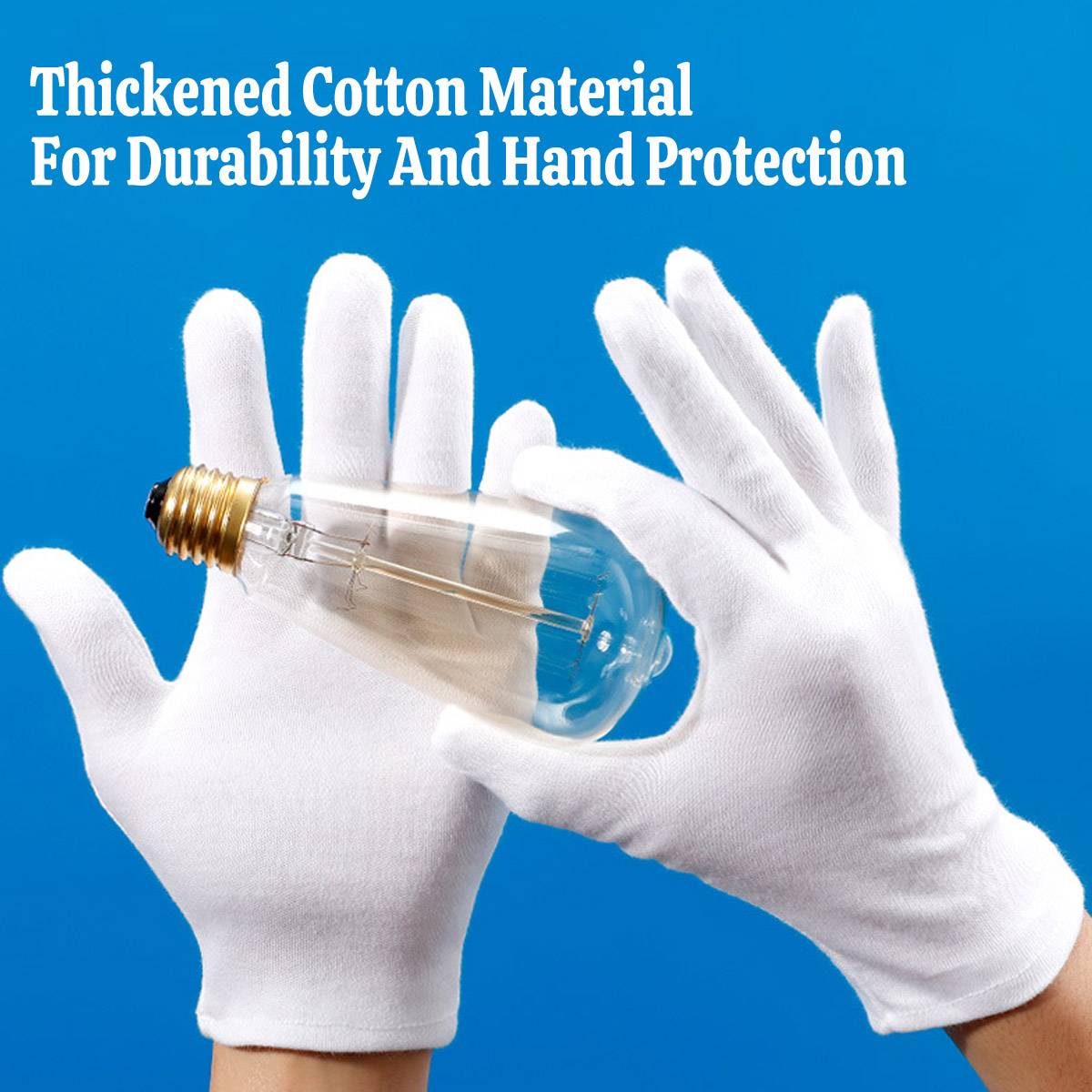 Cotton Work Gloves, Pack of 12 Pairs - White, XL (Hand Length 24-25 cm) - view 5