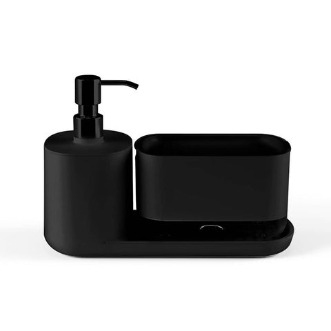 Counter Soap Dispenser with Storage Rack, Press Pump Hand Wash - Black