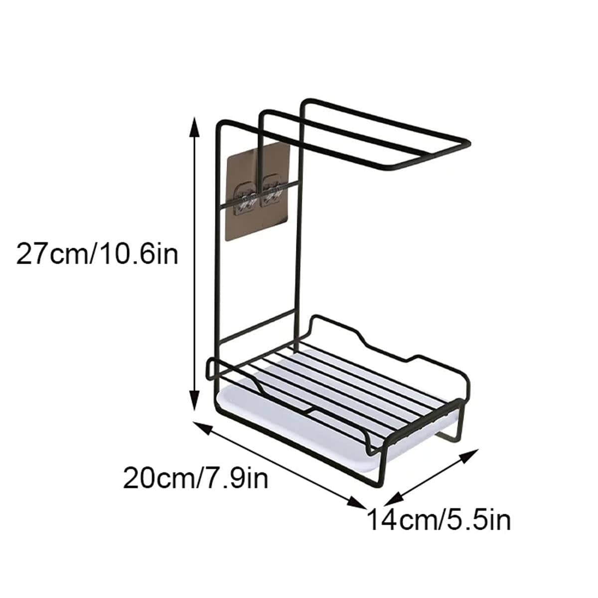 Countertop Kitchen Sink Caddy Organiser with Drain Rack and Cloth Rail - view 3