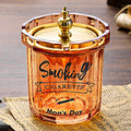 Covered Stainless Steel Ashtray with Anti-Ash Funnel and Glass Body - Iridescent - view 5