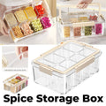 Cream Sealed Spice Storage Box with Handle and Divided Compartments
