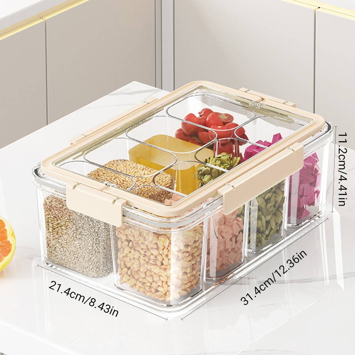 Cream Sealed Spice Storage Box with Handle and Divided Compartments - view 3