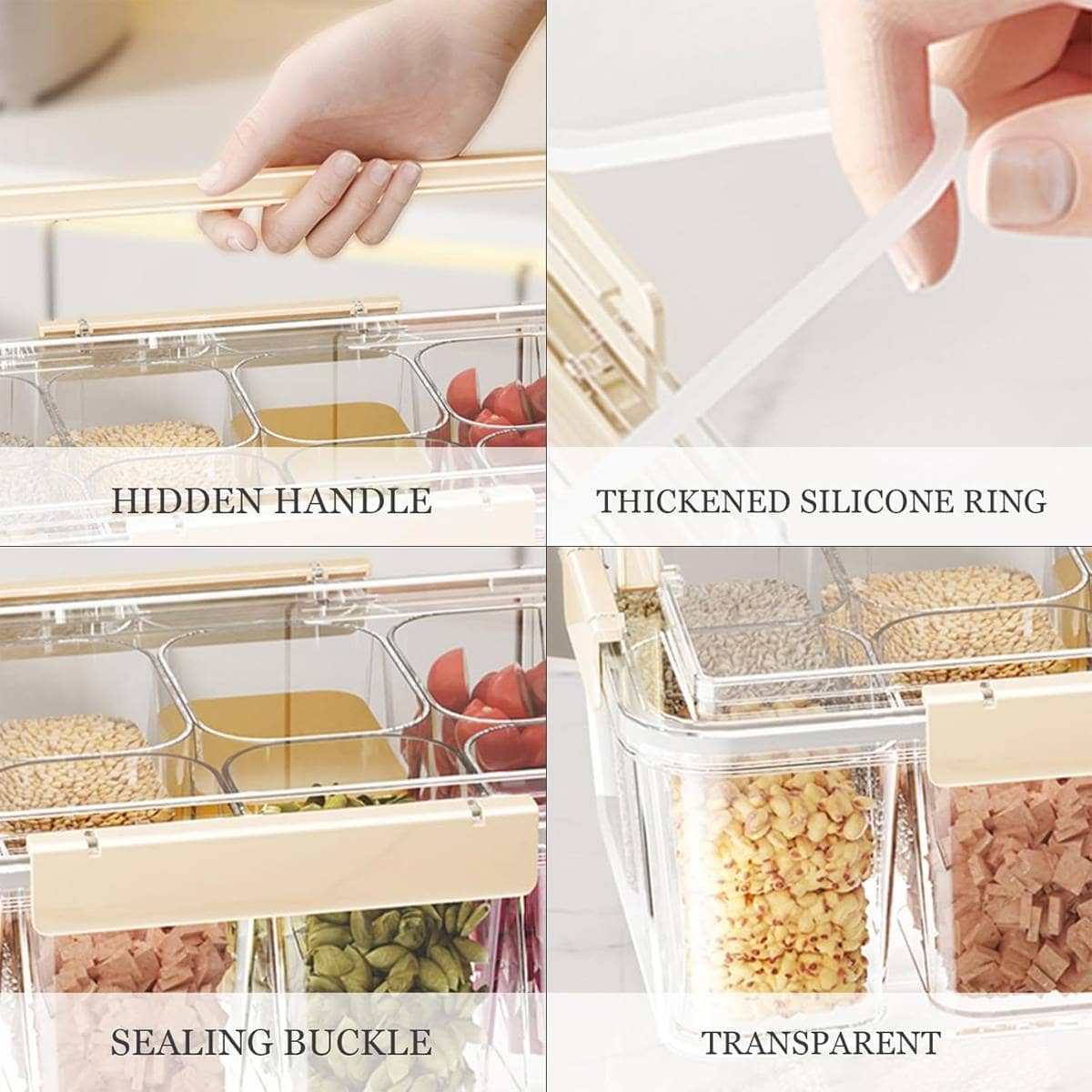 Cream Sealed Spice Storage Box with Handle and Divided Compartments - view 4