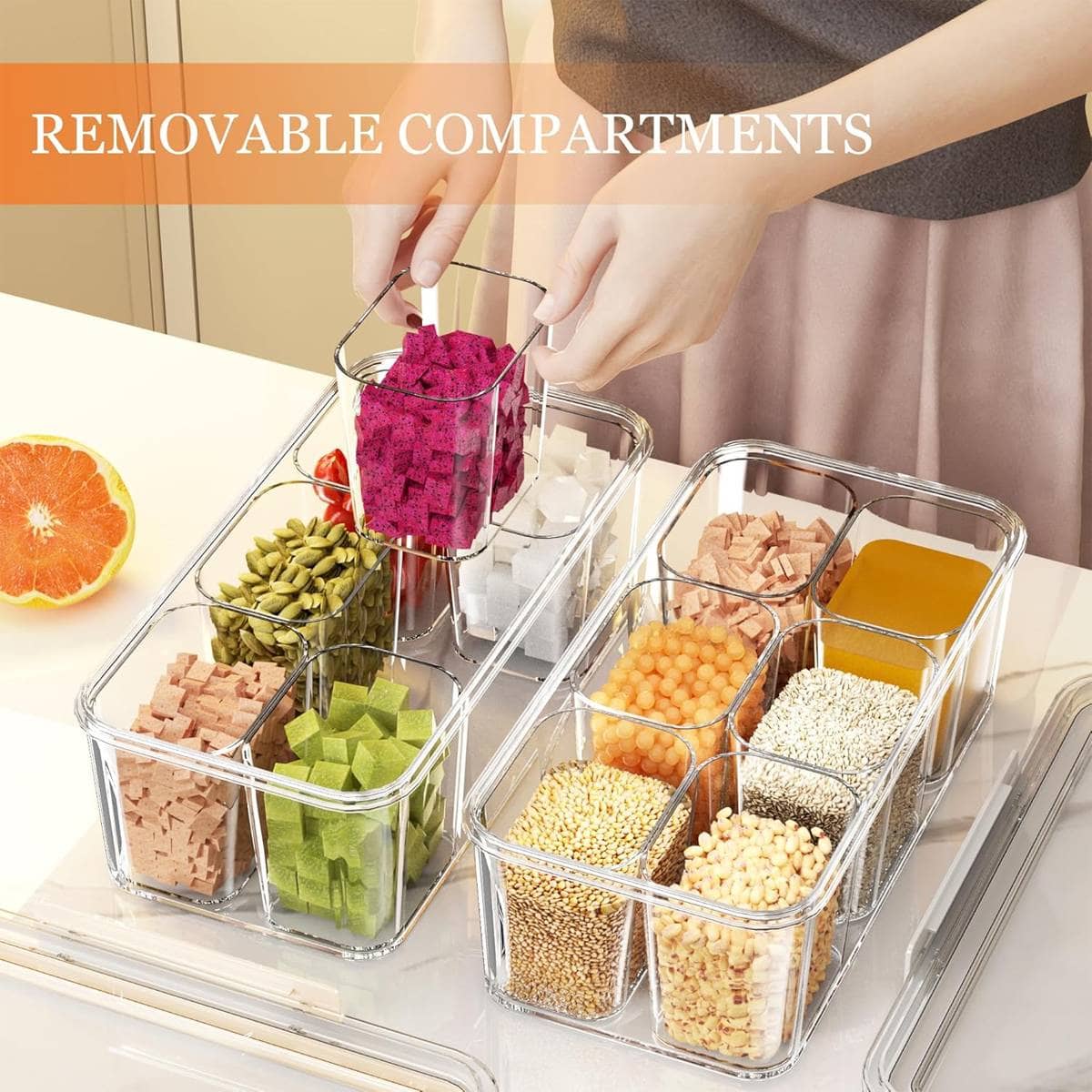 Cream Sealed Spice Storage Box with Handle and Divided Compartments - view 5