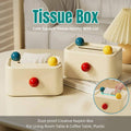 Cream Tissue Box with Lid, Dustproof Paper Organiser for Living Room Table