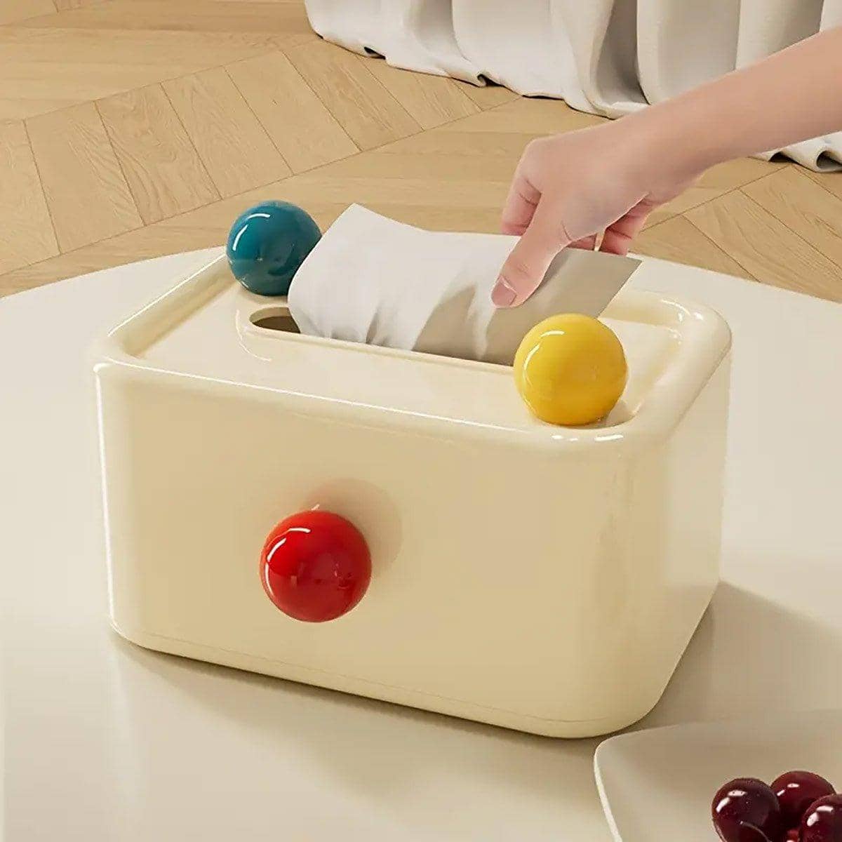 Cream Tissue Box with Lid, Dustproof Paper Organiser for Living Room Table - view 4