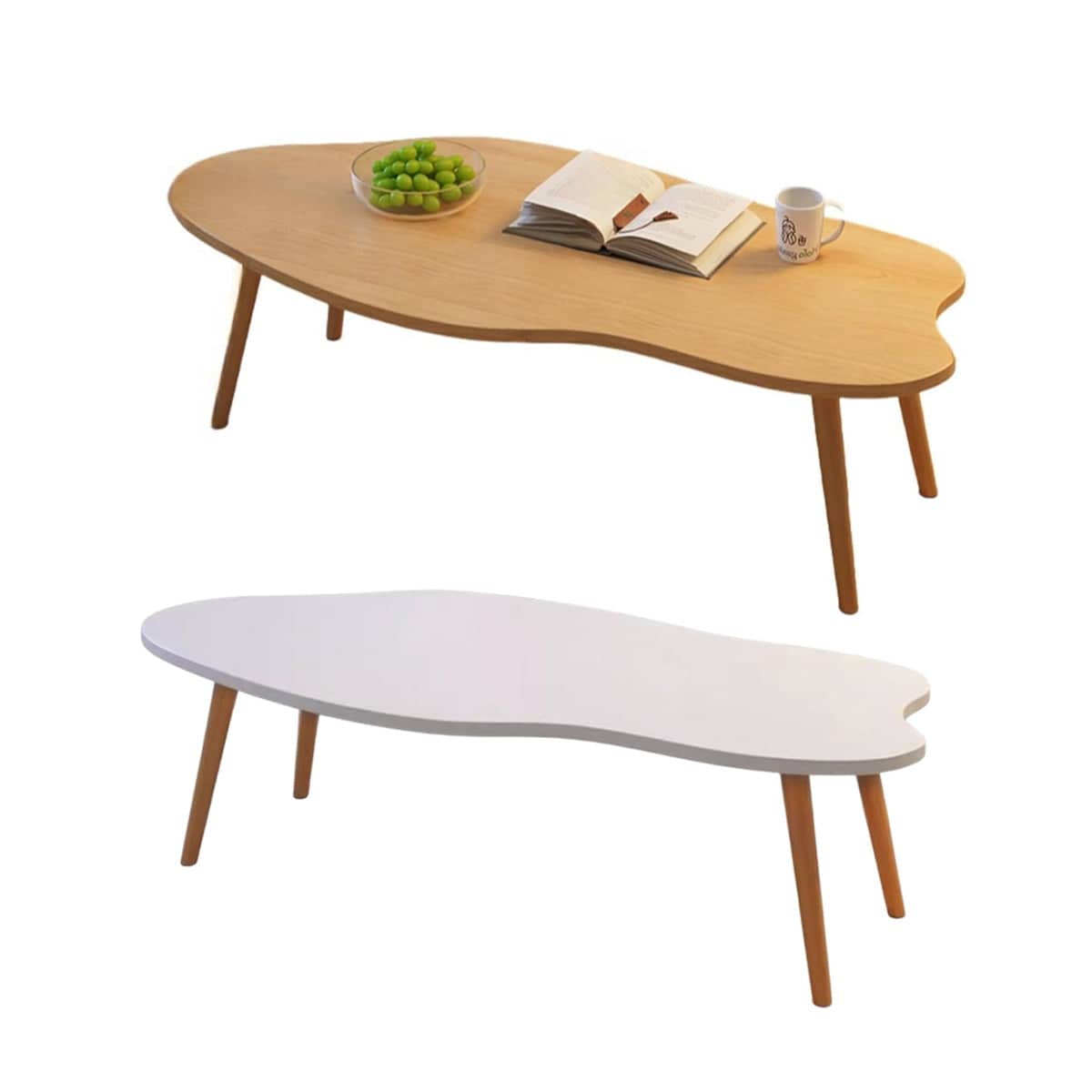 Creative Irregular Coffee Table with Waterproof Easy Clean Top - Natural Wood - view 3