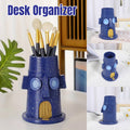 Creative Resin Pen Holder and Desk Organiser - Blue Speckled Face Design
