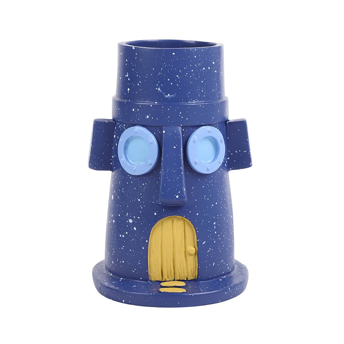 Creative Resin Pen Holder and Desk Organiser - Blue Speckled Face Design - view 2